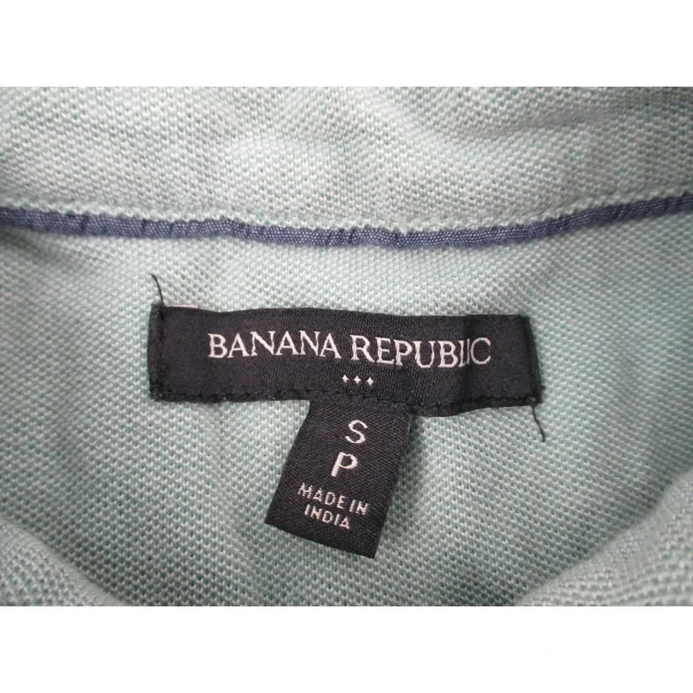 Banana Republic Polo Shirt Mens S Green Pique Cotton Short Sleeve Chest Pocket